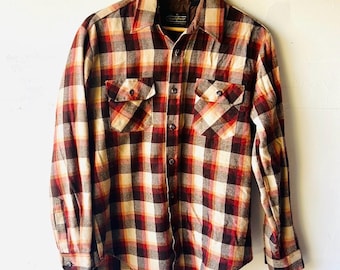 Vintage Sears Masculino Sportwear Xadrez Botão Down