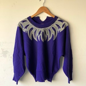 Vintage Retro Fiery Embroidered & Beaded Sweater-Korea
