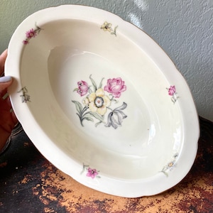 Pirkenhammer Floral Oval Serving Dish-Czechoslovakia
