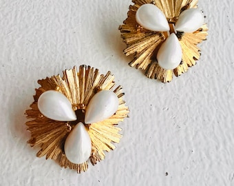 Clipes de pérolas falsas vintage BSK Atomic Star