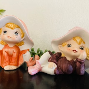 Porcelain Homco Pixie Elf Figurine Set