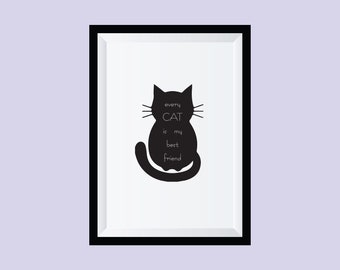 Cada gato es mi mejor amigo, impresión digital, arte de pared, decoración, amante del gato, animal