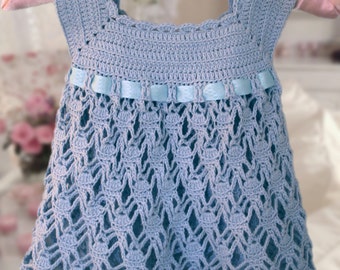 Ice blue" Baby Dress crochet pattern ,