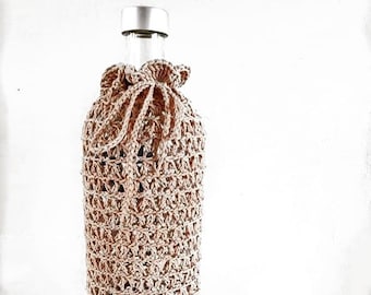 Crochet Wine Bottle Cover Pattern with Coasters