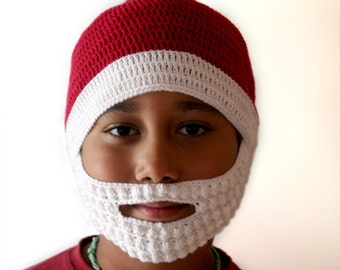 Patrón de gorro de Papá Noel con barba a crochet