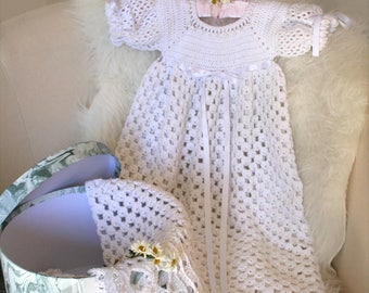 Christening dress, baptism dress, blessing dress, long baby dress, Crochet Pattern