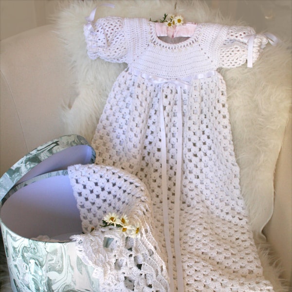 Robe de baptême, robe de baptême, robe de bénédiction, robe longue de bébé, Patron Crochet