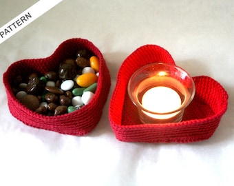 Heart Shaped Basket , Christmas Basket , Christmas decor , Valentines Day Crochet Pattern