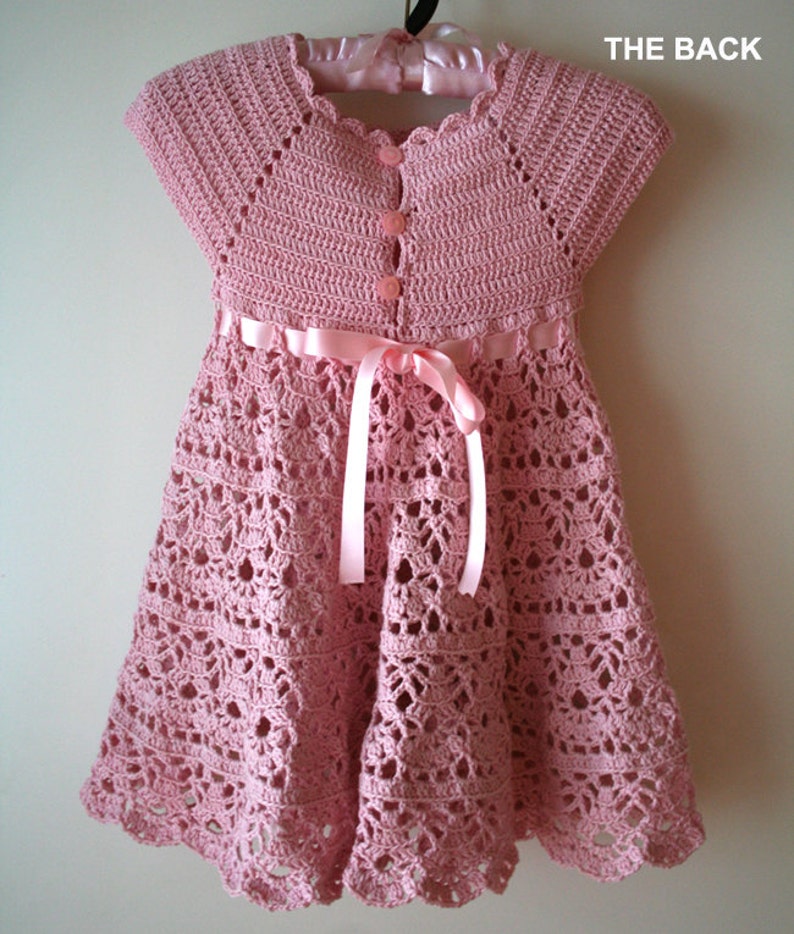 Modèle au crochet de robe en dentelle rose , Robe de demoiselle d'honneur , Robe rose pour tout-petit , Robe d'été image 2