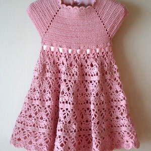 Pink Lace Dress Crochet Pattern , Flower Girl Dress , Pink Toddler Dress , Summer Dress image 4