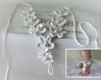 Barfuß Sandalen , Hochzeit Strand Sandalen , Häkelmuster