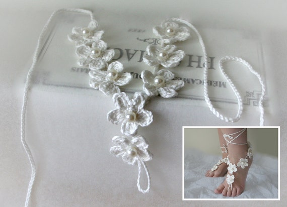Barefoot Sandals , Beach Wedding Sandals , Crochet Pattern