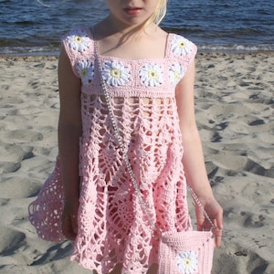 Crochet Dress With Purse and Headband , Toddler Dress daisy Crochet ...