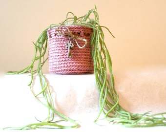 Don de fleur pot, panier, pendaison de crémaillère, Crochet pattern