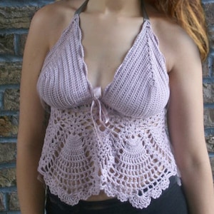 Lavender Summer Top , Crochet Top , Crochet Lace Bikini Top , Crochet Bikini Top Pattern