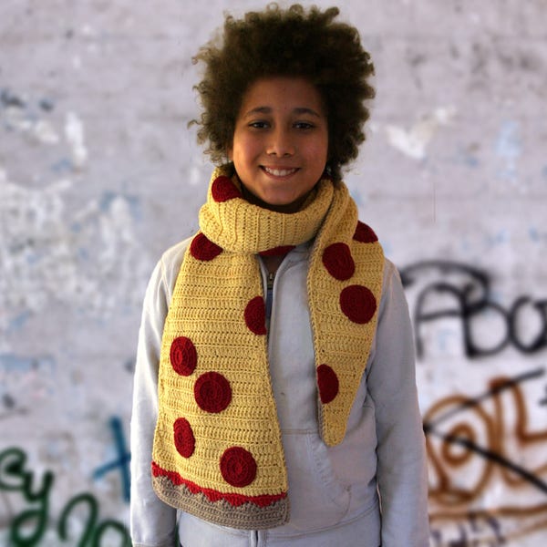 Modèle de crochet d'écharpe de pizza, modèle d'écharpe de crochet