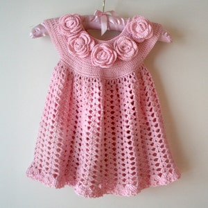 Baby Dress Rose , Baby Dress Crochet Pattern , Toddler Dress image 3