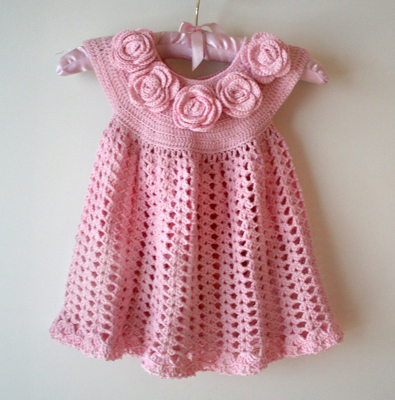 Baby Dress Rose , Baby Dress Crochet Pattern , Toddler Dress image 3