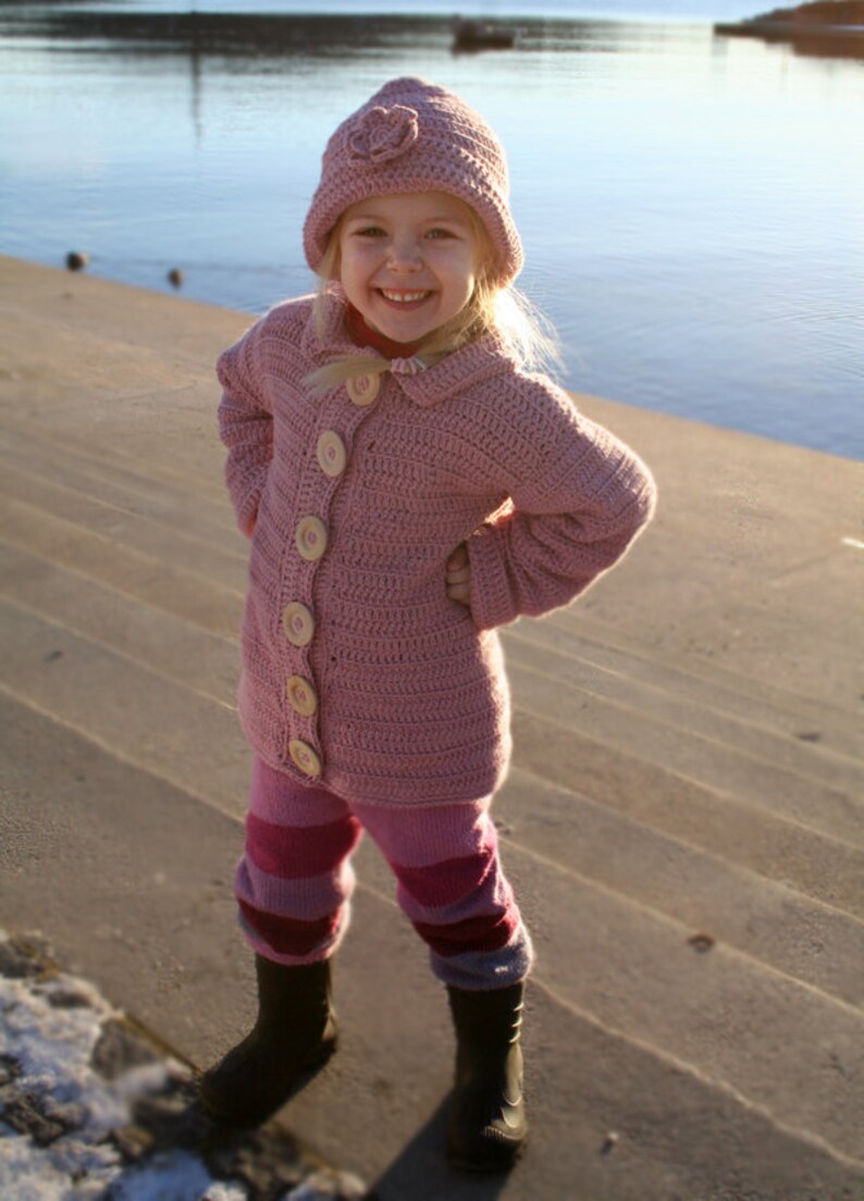 Vintage 1920's inspired Girls Jacket with Hat , Girls coat , Crochet Pattern image 3