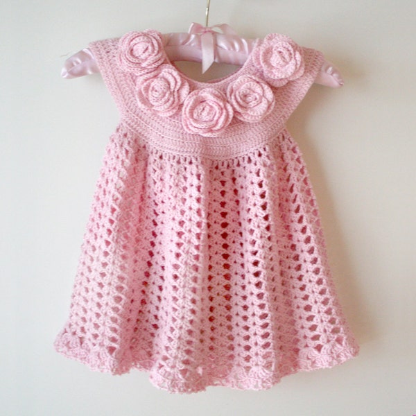 Baby Dress "Rose" , Baby Dress Crochet Pattern , Toddler Dress