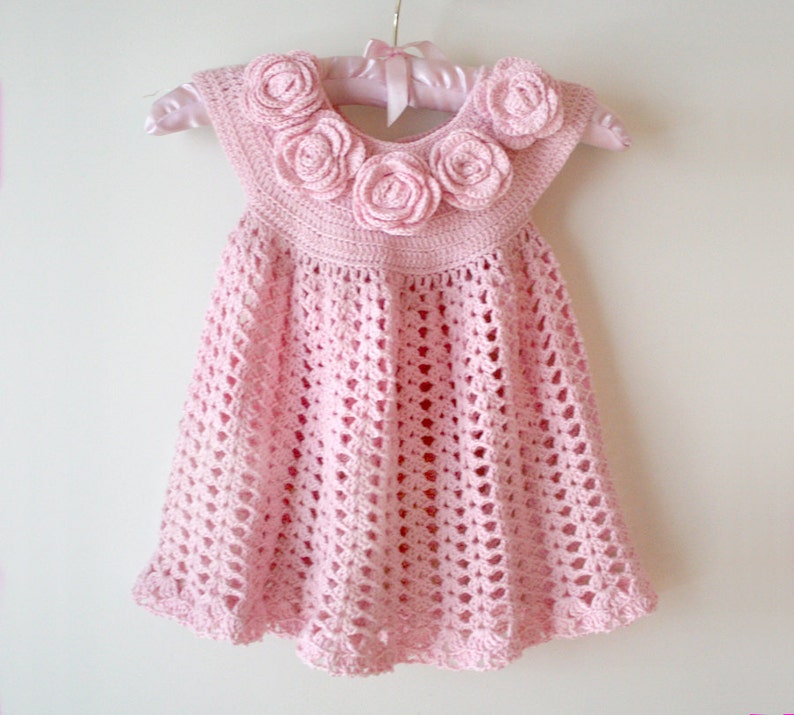 Baby Dress Rose , Baby Dress Crochet Pattern , Toddler Dress image 1