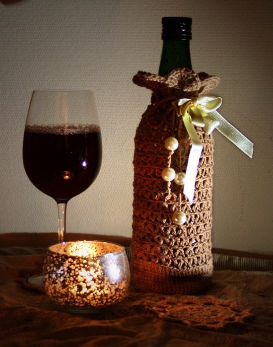 Star Wars Inspired Wine Bottle Cover, Wine Bottle Cozie Hand Knit