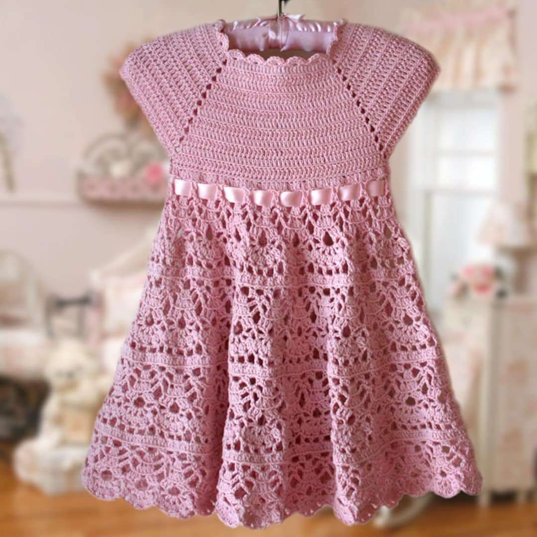 Crochet Dress PATTERN Like a Pink Cloud Dress sizes up to 8 Years