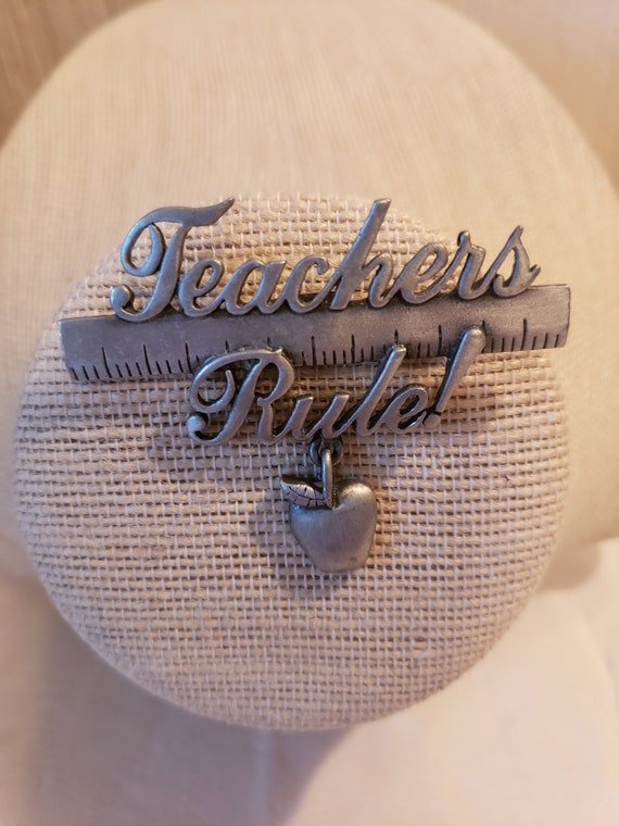 JJ Pewter 'Teacher's Rule' Brooch - image 2