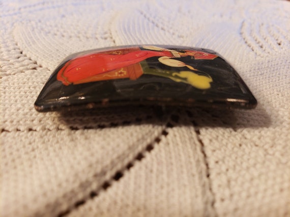 Vintage Russian Lacquered Brooch - image 2
