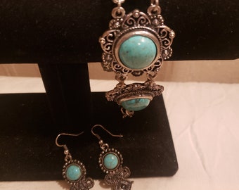 Faux Turquoise Bracelet and Earrings