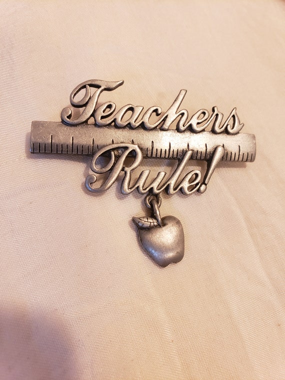 JJ Pewter 'Teacher's Rule' Brooch - image 1
