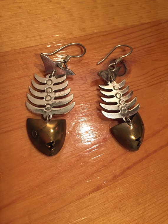 Vintage Latoa Mixed Metal Earrings Rare Mexico