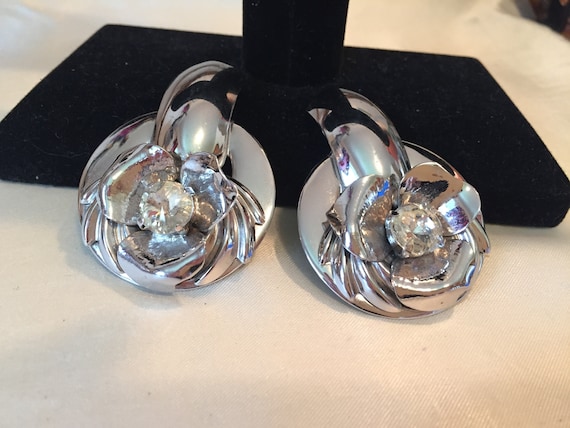 Vintage Statement Rhinestone Earrings Runway Fl