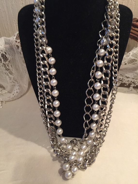 Vintage Multi-Chain Necklace Heavy Chain-Link N
