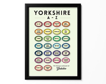 Yorkshire A-Z Print - Dialect Phrases Slang Glossary Speech Terms Language