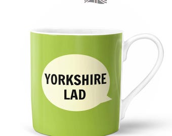 Yorkshire Lad Mug  | Bone China in Gift Box | Fired & Decorated in the UK | Yorkshire Northern Funny Male Man Boy Birthday