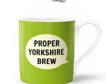 Proper Yorkshire Brew Mug  | Bone China in Gift Box | Fired & Decorated in the UK | Tea Cuppa Drink Northern