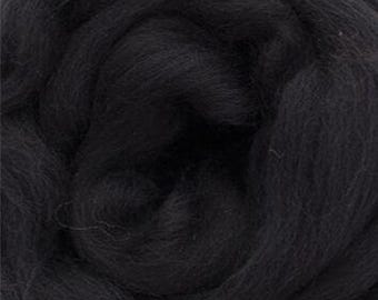 Merino Wool Roving, 4oz Fiber, Spinning, Felting, Dyed Black