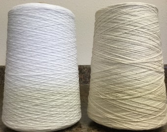8/2 Cotton Weaving Yarn, 16oz Cone, Bleached White, 3360 Yards per cone