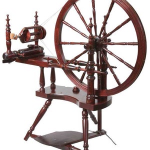 The Kromski Polonaise spinning wheel is a graceful and beautiful spinning wheel in the Baltic style. It offers effortless treadling thanks to the unique way the large diameter drive wheel is hung, so your spinning wheel has lots of momentum. A classic spinning wheel at it's finest.