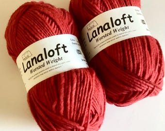 Lanaloft Worsted Weight Wool Yarn, Cherry Splash, Brown Sheep Co. (100g)