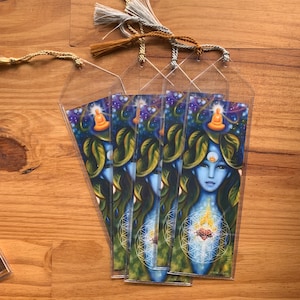 1 Marque-page avec enveloppe de vinyle F femme bleu