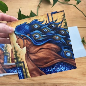 Jolie carte de voeux Illustrée par Julï Lesage artiste pour fête femme amitié homme méditation spirituel