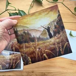 Jolie carte de voeux Illustrée par Julï Lesage artiste pour fête ami femme amitié homme nature montagne