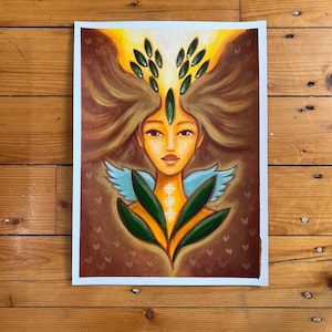 Cajeput  Oeuvre originale de la carte oracle Les Divines Essences sur carton aquarelle