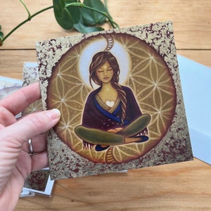 Jolie carte de voeux Illustrée par Julï Lesage artiste pour fête ami femme amitié homme méditation spirituel