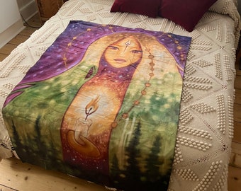 Lovely super soft plush blanket with image inspired by JuliArt The Sacred Fire