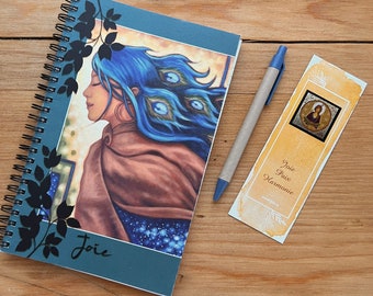 Pretty TURQUOISE BLUE writing notebook with ecological pencil and bookmark