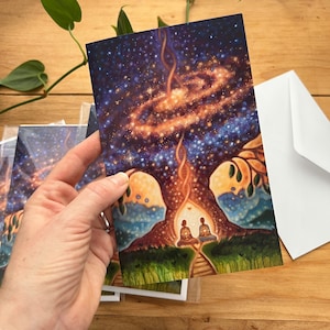 Jolie carte de voeux Illustrée par Julï Lesage artiste pour fête couple stvalentin mariage amour femme homme