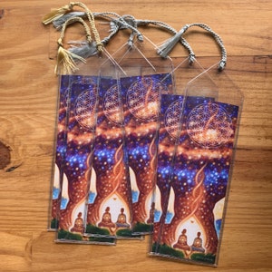 1 Marque-page avec enveloppe de vinyle C Arbre couple et cosmos